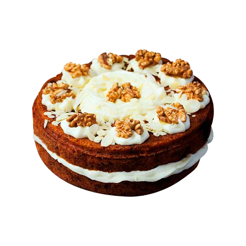 Tarta de zanahoria húmeda con frosting, dulce y especiada, envío en Barcelona. Angela Moreno Repostería, pasteles personalizados en Barcelona.