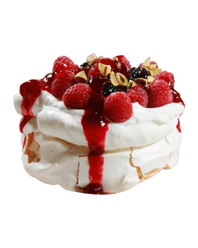 Tarta Pavlova en Barcelona elaborada por pastelería artesanal con merengue crujiente y frutas de temporada Angela Moreno Repostería