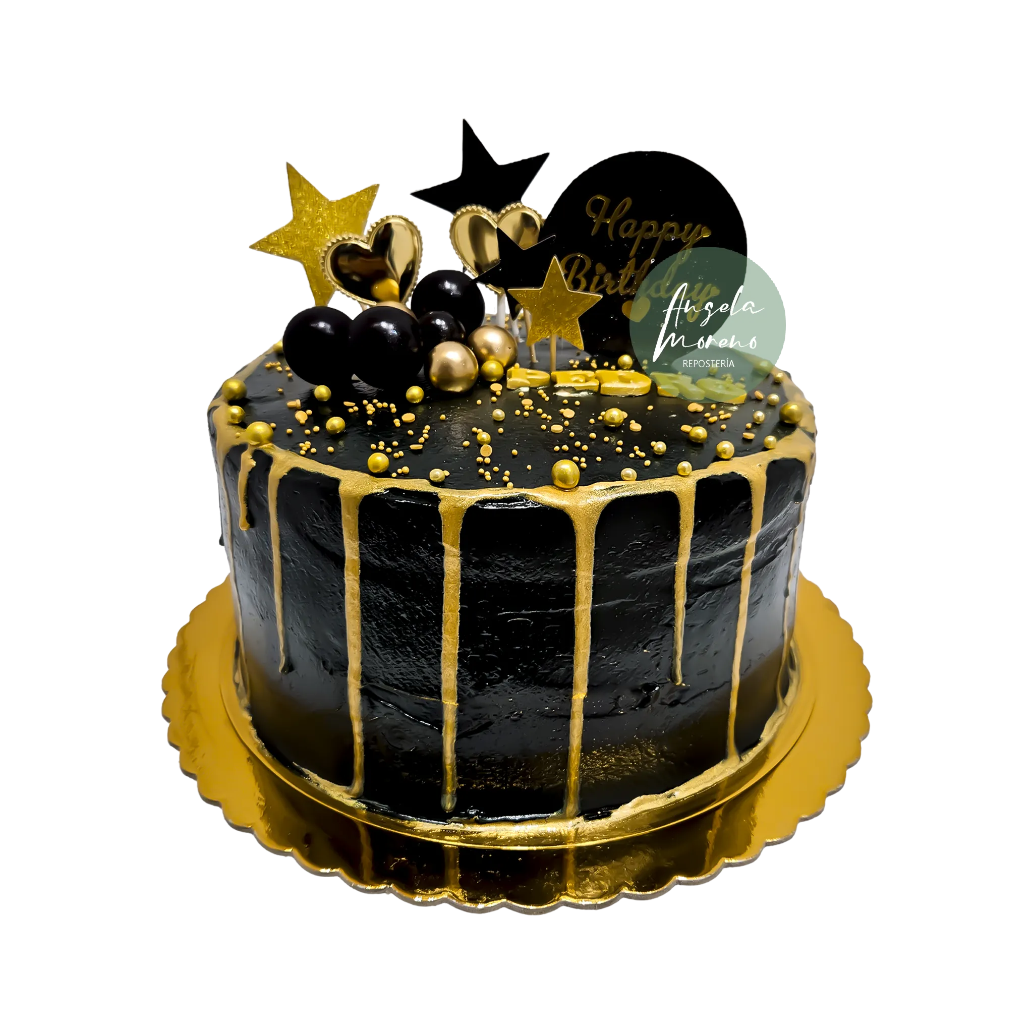 pastel elegante negro y amarillo angela moreno reposteria cafe