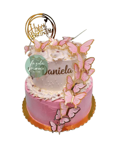 angela-moreno-reposteria-cafe-Barcelona_pastel-de-dos-pisos-de-mariposas-y-topper-no-comestible-happy-birthday