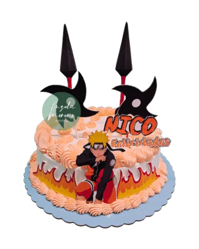 angela-moreno-reposteria-cafe-Barcelona_pastel-de-naruto,-naruto-shippuden,-kunais-y-estrella-ninja-shuriken