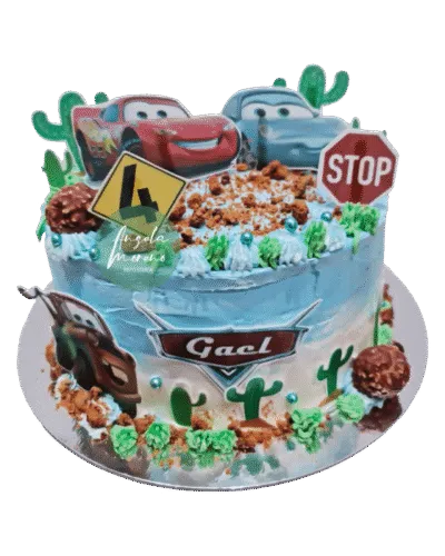 angela-moreno-reposteria-cafe-Barcelona_tarta-azul-de-cars,-rayo-mcqueen,-con-coches-,-mate,-señales-de-conducir