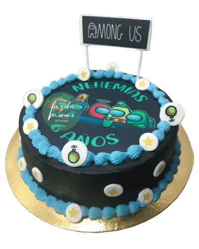 angela-moreno-reposteria-cafe-Barcelona_tarta-de-among-us,-juego-para-niños-tarta-divertida-niño-negra-y-azul