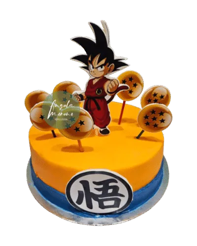 angela-moreno-reposteria-cafe-Barcelona_tarta-de-goku,-dragon-ball-y-bolas-de-dragon-color-naranja-y-azul-anime-manga-japon