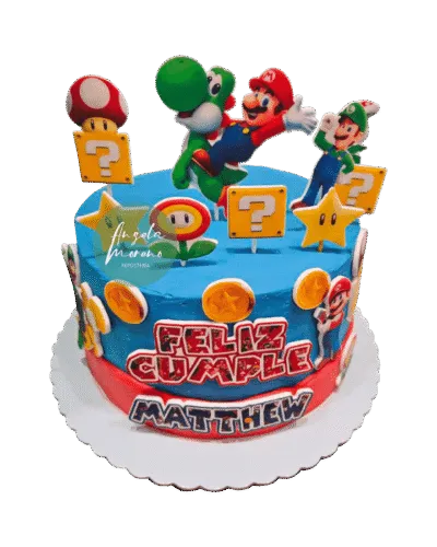 angela-moreno-reposteria-cafe-Barcelona_tarta-de-mario-y-luigi-encime-de-yoshi-nintendo,-pastel-de-gamer-japon