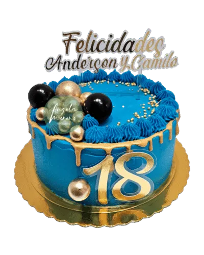 angela-moreno-reposteria-cafe-Barcelona_tarta-para-18-años-elegante-azul-y-dorada-dieciocho-sin-fondant-sencilla