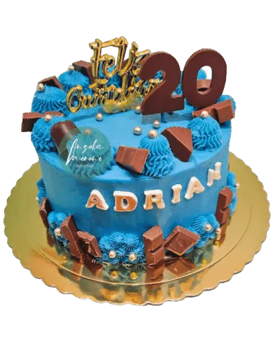 angela-moreno-reposteria-cafe-Barcelona_tarta-para-cumpleaños-20-años-veinte,-feliz-cumpleaños-y-numero-de-chocolate