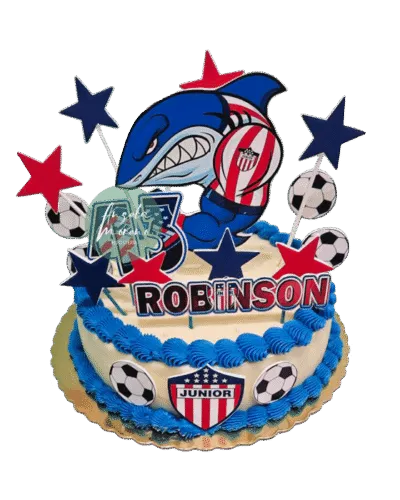 angela-moreno-reposteria-cafe-Barcelona_torta-junior-de-barranquila-tiburon-grande-estrellas-y-escudos-del-equipo-de-football,-colombia