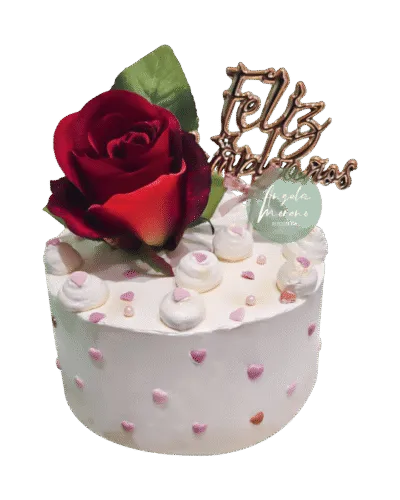 decoración romántica de tarta Barcelona, pastel de San Valentín sin fondant, pasteles para parejas, Angela Moreno Repostería, pasteles personalizados en Barcelona.