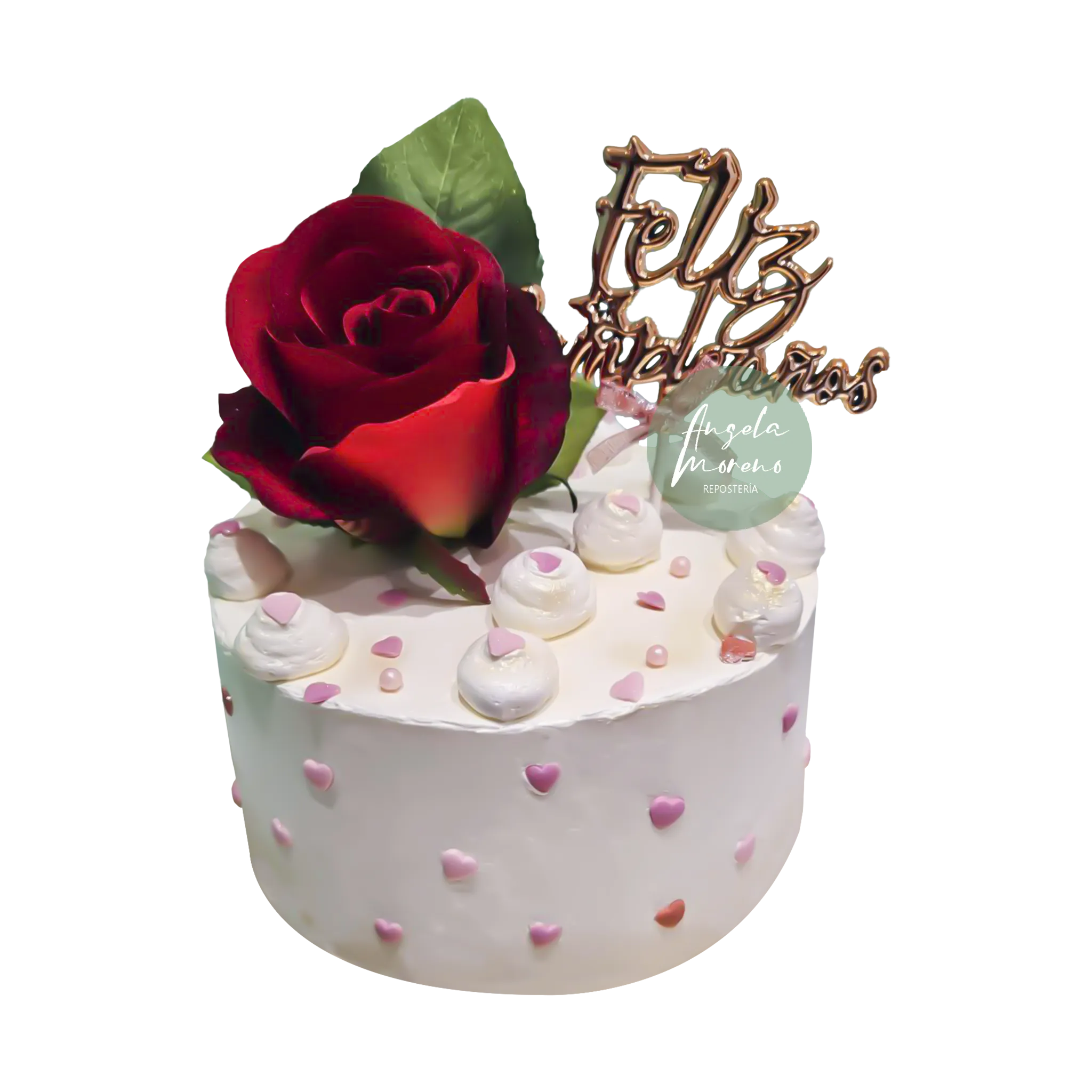 decoración romántica de tarta Barcelona, pastel de San Valentín sin fondant, pasteles para parejas, Angela Moreno Repostería, pasteles personalizados en Barcelona.