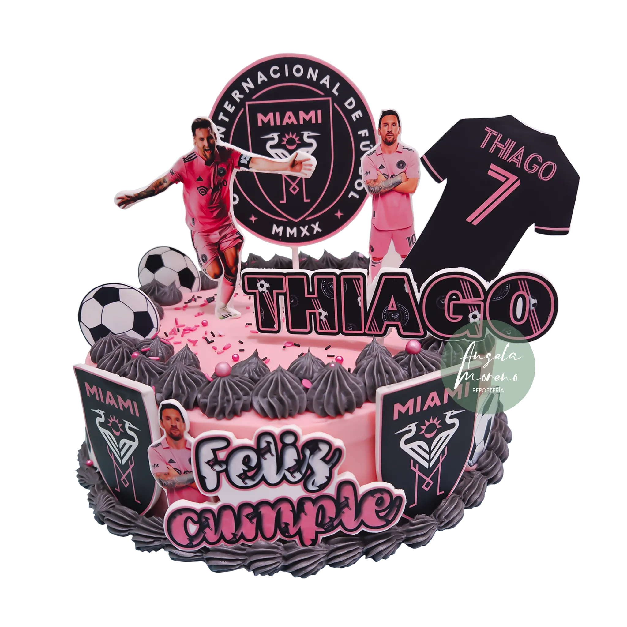 tarta de inter de miami, equipo de futbol de messi, angela moreno reposteria cafe barcelona