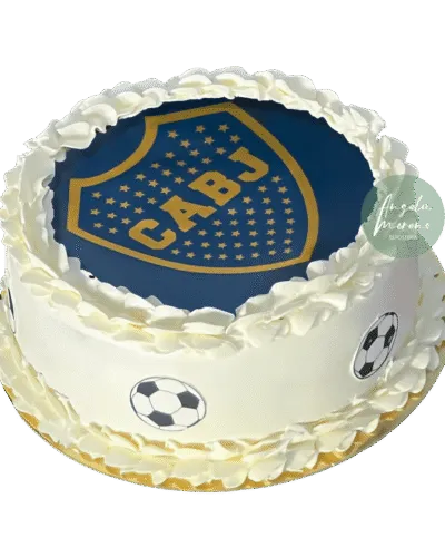 tarta del boca juniors, equipo de futbol de argentina Pastel Boca Juniors personalizado Barcelona, tarta de fútbol sin fondant, pastel cumpleaños Boca, repostería temática Xeneize, Angela Moreno Repostería, pasteles personalizados en Barcelona.