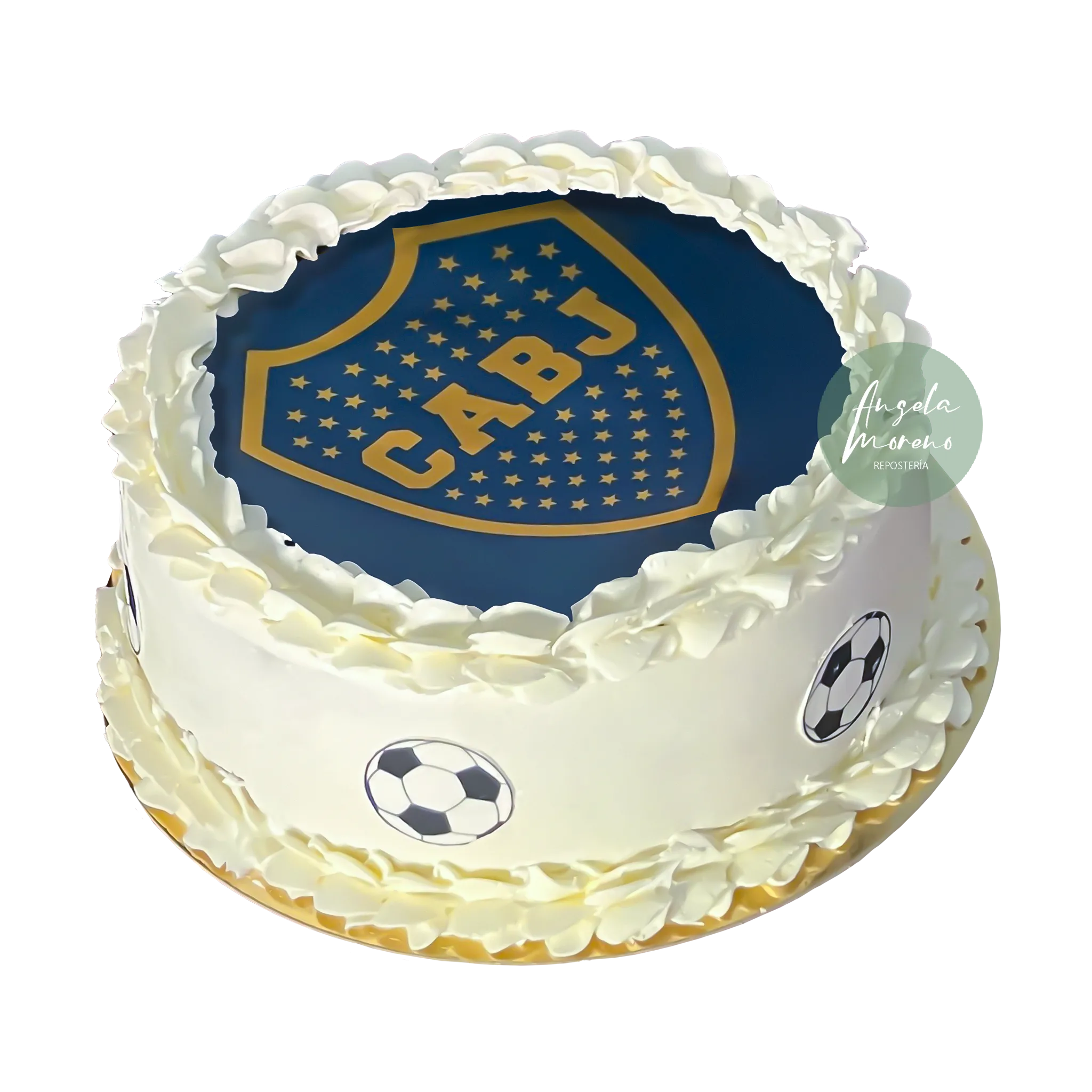 tarta del boca juniors, equipo de futbol de argentina Pastel Boca Juniors personalizado Barcelona, tarta de fútbol sin fondant, pastel cumpleaños Boca, repostería temática Xeneize, Angela Moreno Repostería, pasteles personalizados en Barcelona.