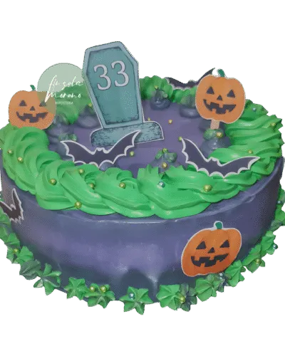 tarta halloween, lapida, miedo, calabazas, muerciélagos, terror, angela moreno reposteria cafe barcelona