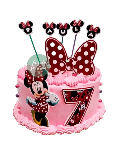 tarta minnie roja, lazo y nombre angela moreno reposteria cafe barcelona
