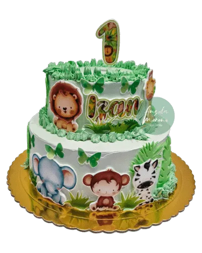 tarta selva, leon, zeba,elefante,mono angela moreno reposteria cafe barcelona